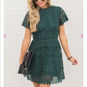 Pink Lily Rumor Has It Green Lace Dress Medium